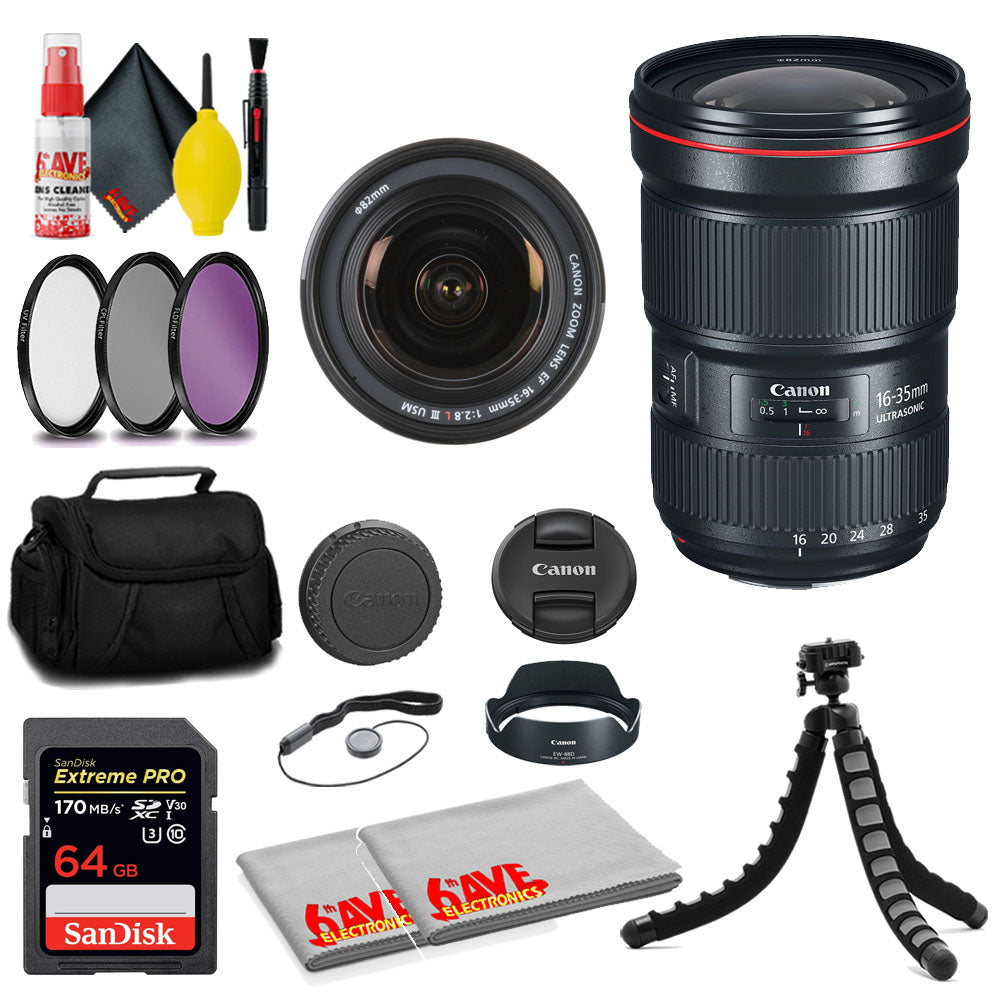 Canon EF 16-35mm f/2.8L III USM Lens + SanDisk 64GB Card + MORE