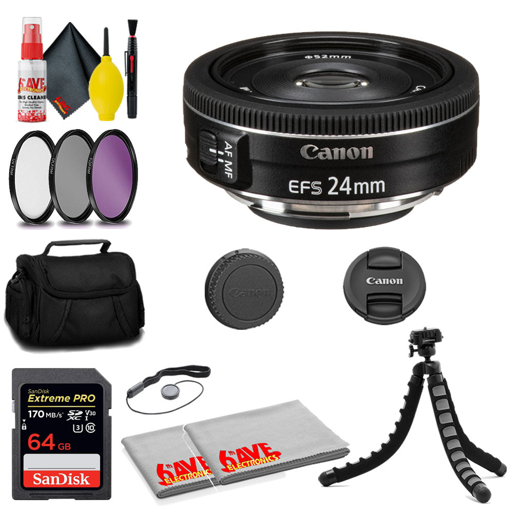 Canon EF-S 24mm f/2.8 STM Lens + SanDisk 64GB Card + MORE