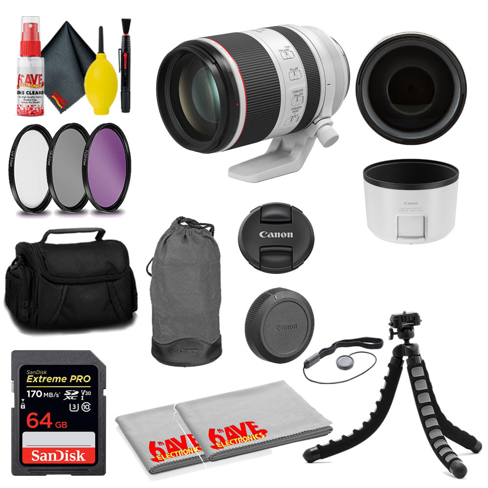 Canon RF 70-200mm f/2.8L IS USM Lens + SanDisk 64GB Card + MORE