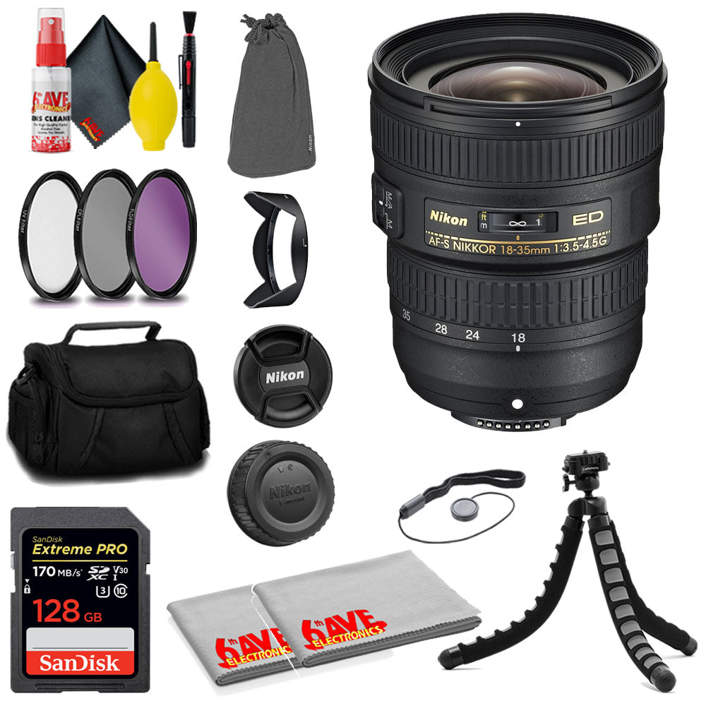 Nikon AF-S NIKKOR 18-35mm f/3.5-4.5G ED Lens (Intl Model) + MORE