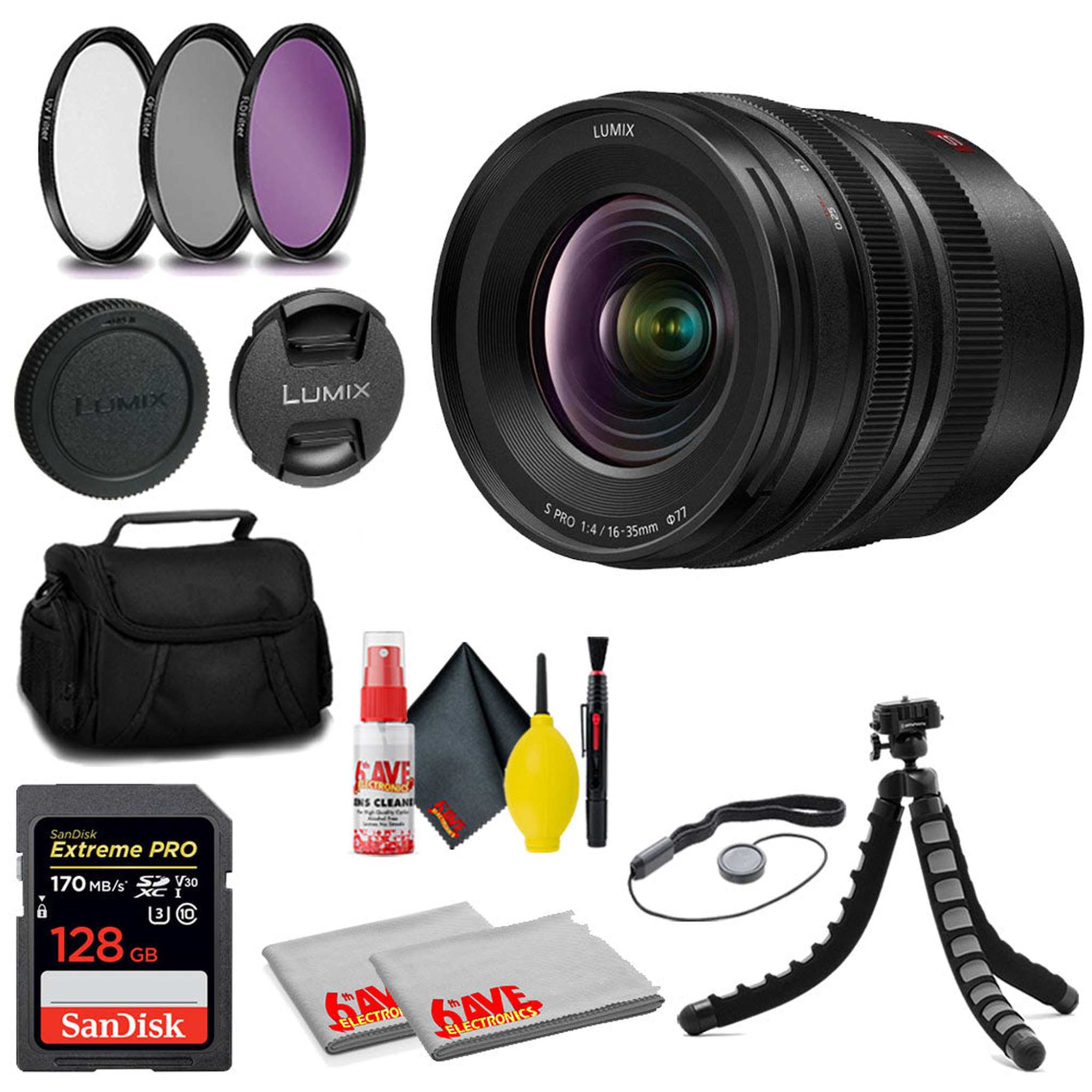 Panasonic Lumix S PRO 16-35mm f/4 Lens + SanDisk 128GB Memory Card + MORE Panasonic