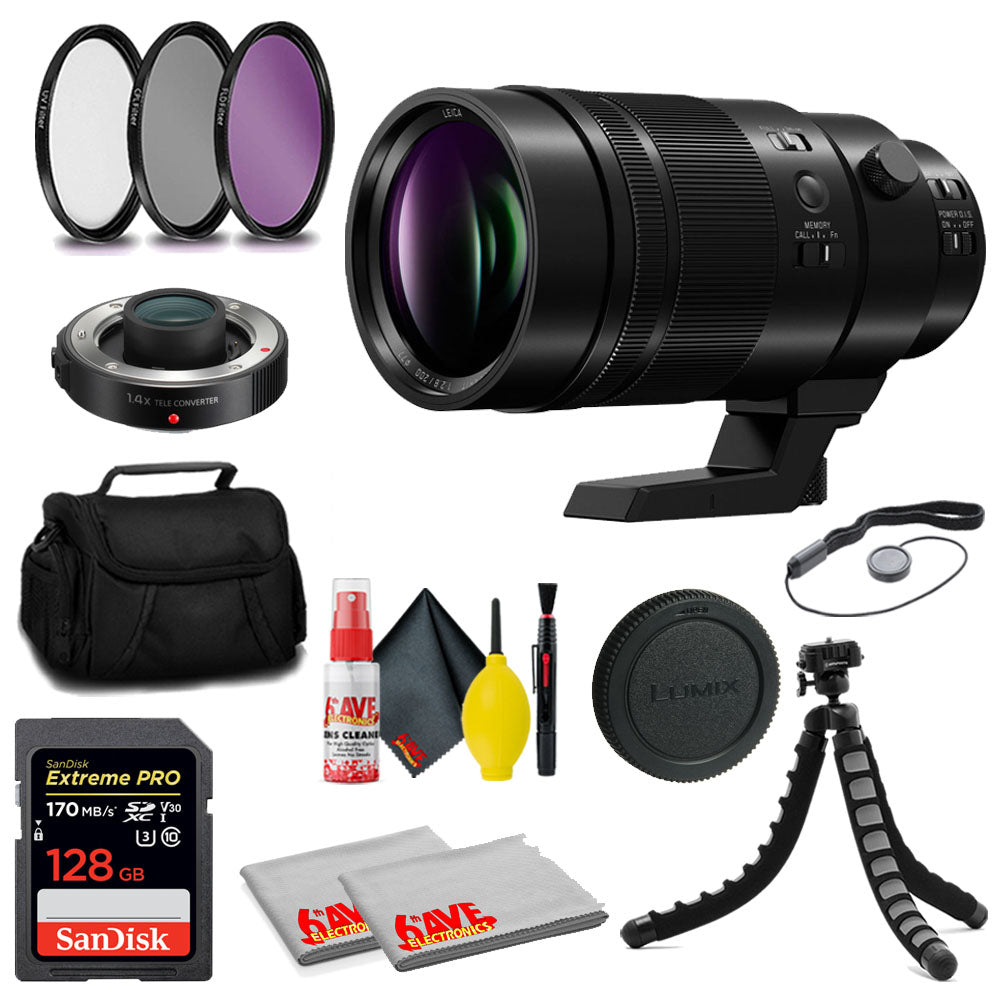 Panasonic Leica DG Elmarit 200mm f/2.8 POWER O.I.S. Lens + 128GB Card + MORE