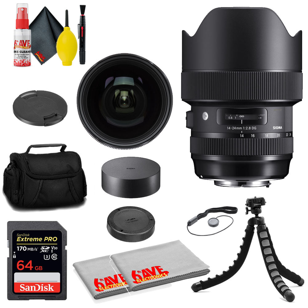 Sigma 14-24mm f/2.8 DG HSM Art Lens for Canon EF + SanDisk 64GB Card + MORE