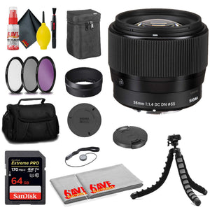 Sigma 56mm f/1.4 DC DN Contemporary Lens for Micro Four Thirds +64GB Card+ MORE Sigma
