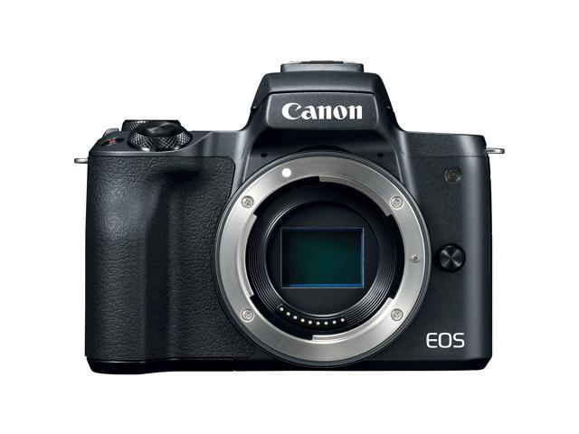 Canon EOS M50 Mirrorless Digital Camera International Model 2680C001 W/Bag, Extra Battery, LED Light, Mic, Filters a