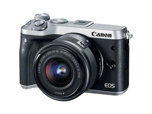 Canon EOS M6 Mirrorless Digital Camera with 15-45mm Lens International Model Silver 1725C011 W/Bag, Extra Battery,