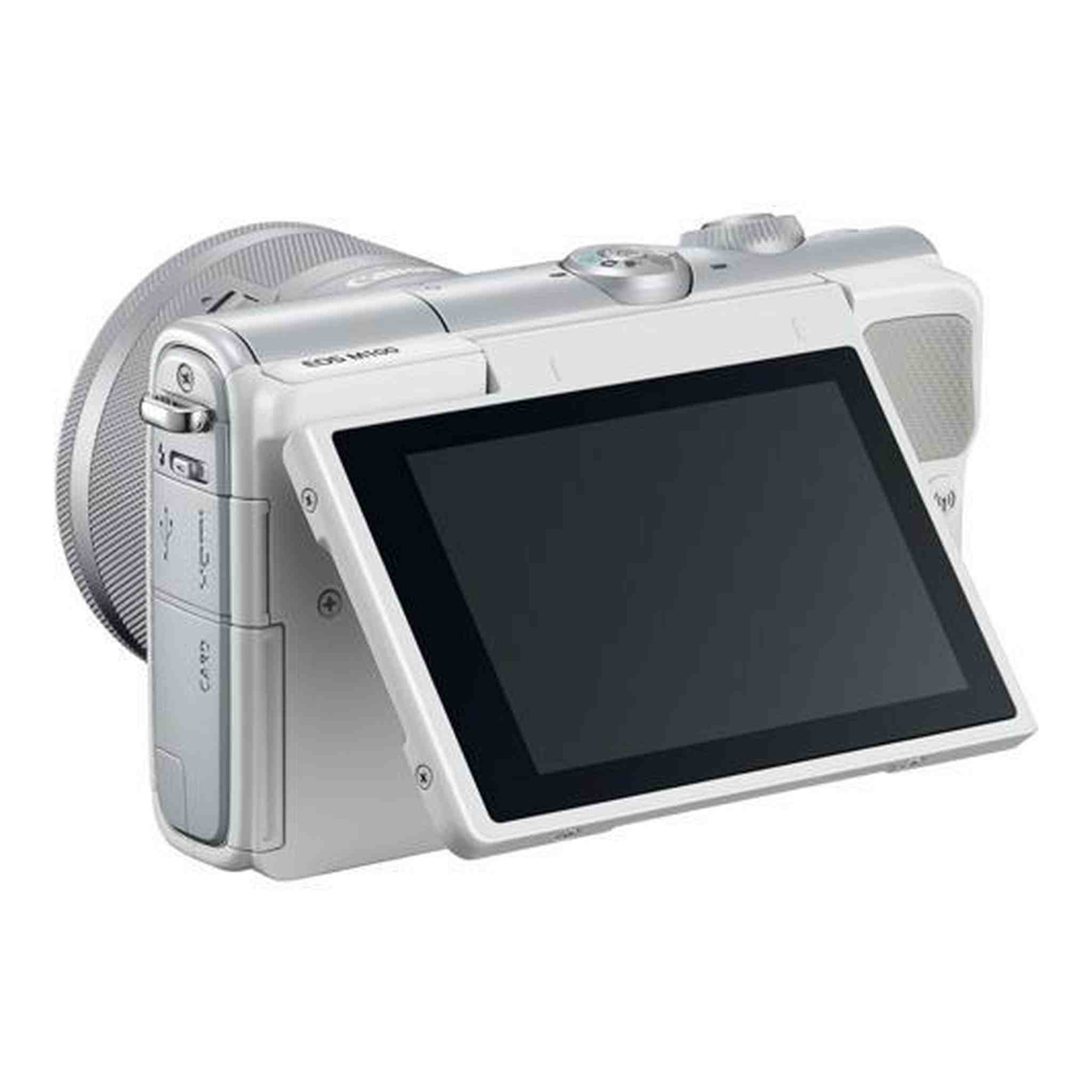 Canon EOS M100 Mirrorless Digital Camera White with 15-45mm Lens Travel Vlogger Bundle