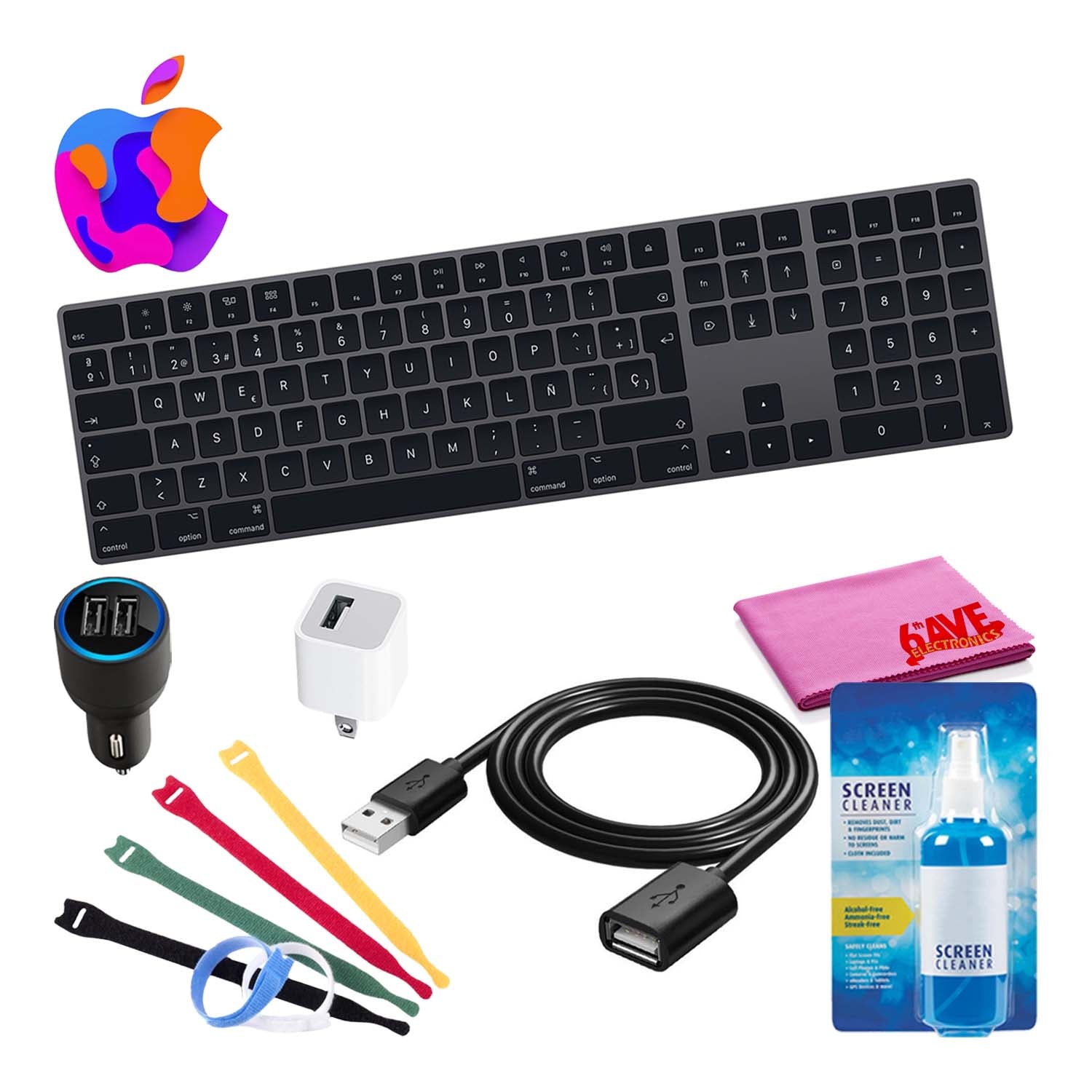 Apple Magic Wireless Keyboard Bundle with Extension Cable + Chargers - Parent