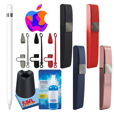 Apple Pencil 1st Gen with Covers + Hard Carry Case + Aluminum Stand Black -