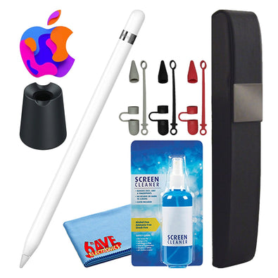 Apple Pencil 1st Gen with Covers + Hard Carry Case + Aluminum Stand Black -