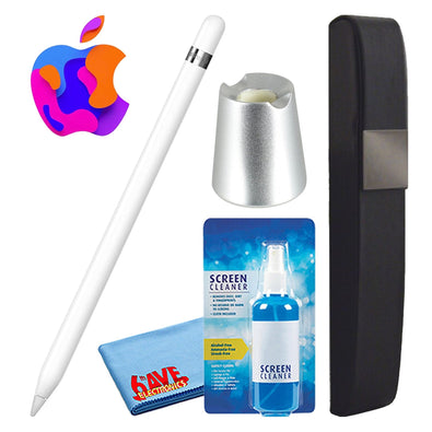 Apple Pencil 1st Gen Bundle with Hard Carry Case + Aluminum Stand Silver -