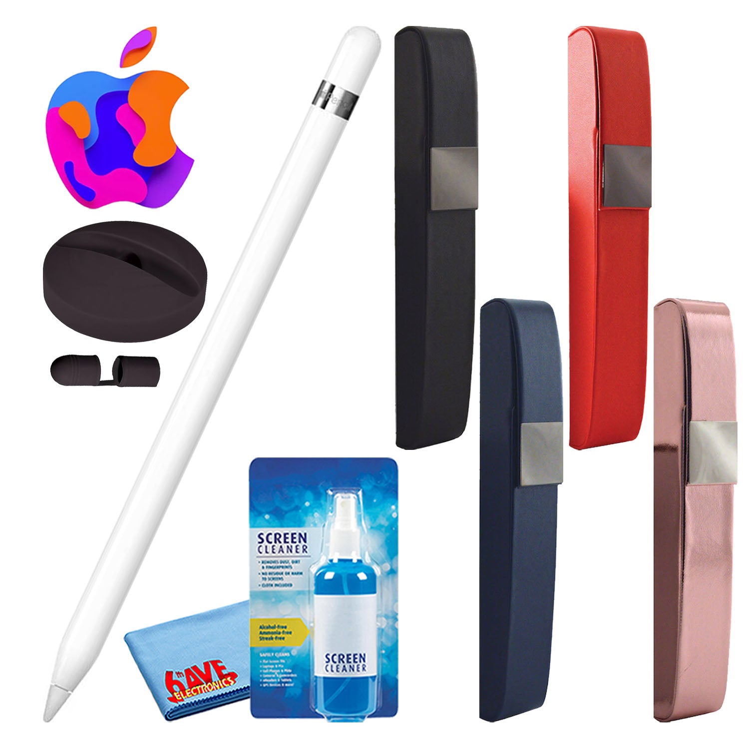 Apple Pencil (1st Gen) Bundle with Hard Carry Case + Silicone Stand (Black) -