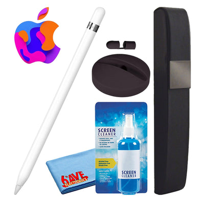 Apple Pencil 1st Gen Bundle with Hard Carry Case + Silicone Stand Black -