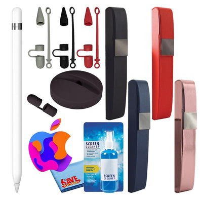 Apple Pencil 1st Gen with Covers + Hard Carry Case + Silicone Stand Black -