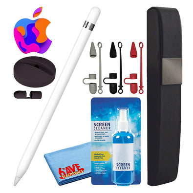 Apple Pencil 1st Gen with Covers + Hard Carry Case + Silicone Stand Black -
