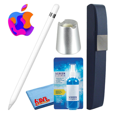 Apple Pencil 1st Gen Bundle with Hard Carry Case + Aluminum Stand Silver -