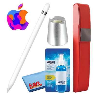 Apple Pencil 1st Gen Bundle with Hard Carry Case + Aluminum Stand Silver -