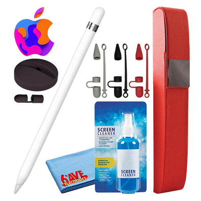Apple Pencil 1st Gen with Covers + Hard Carry Case + Silicone Stand Black -