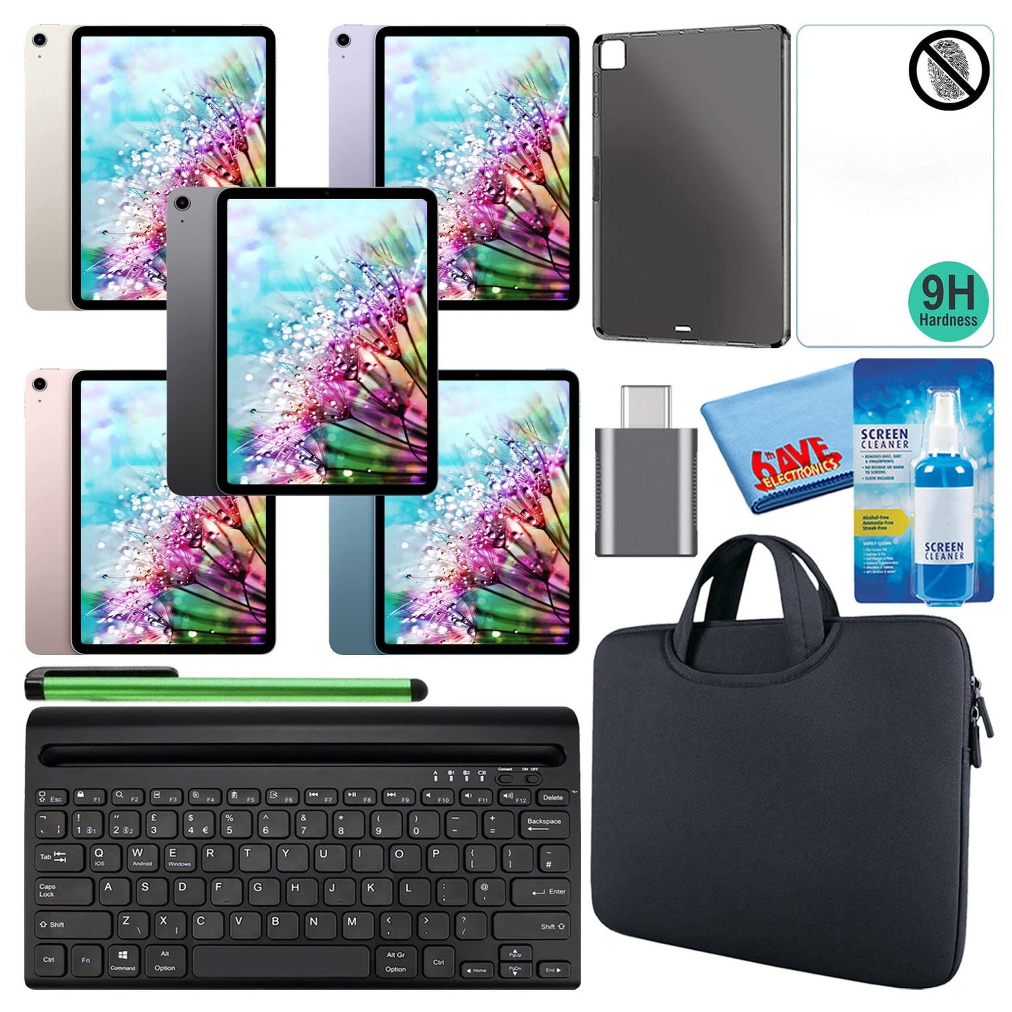 Apple 10.9" iPad Air 2022, 64GB/256GB, Wi-Fi Bundle with Black Sleeve