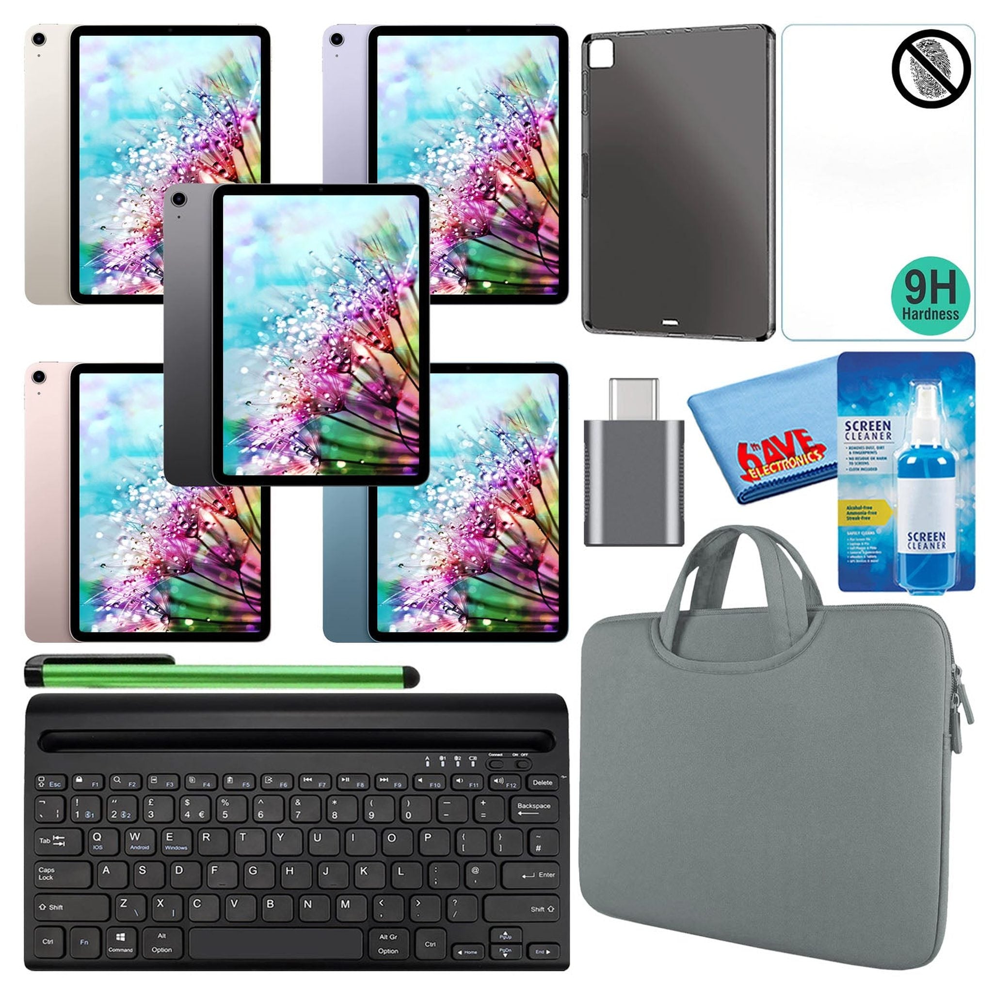 Apple 10.9" iPad Air 2022, 64GB/256GB, Wi-Fi Bundle with Gray Sleeve