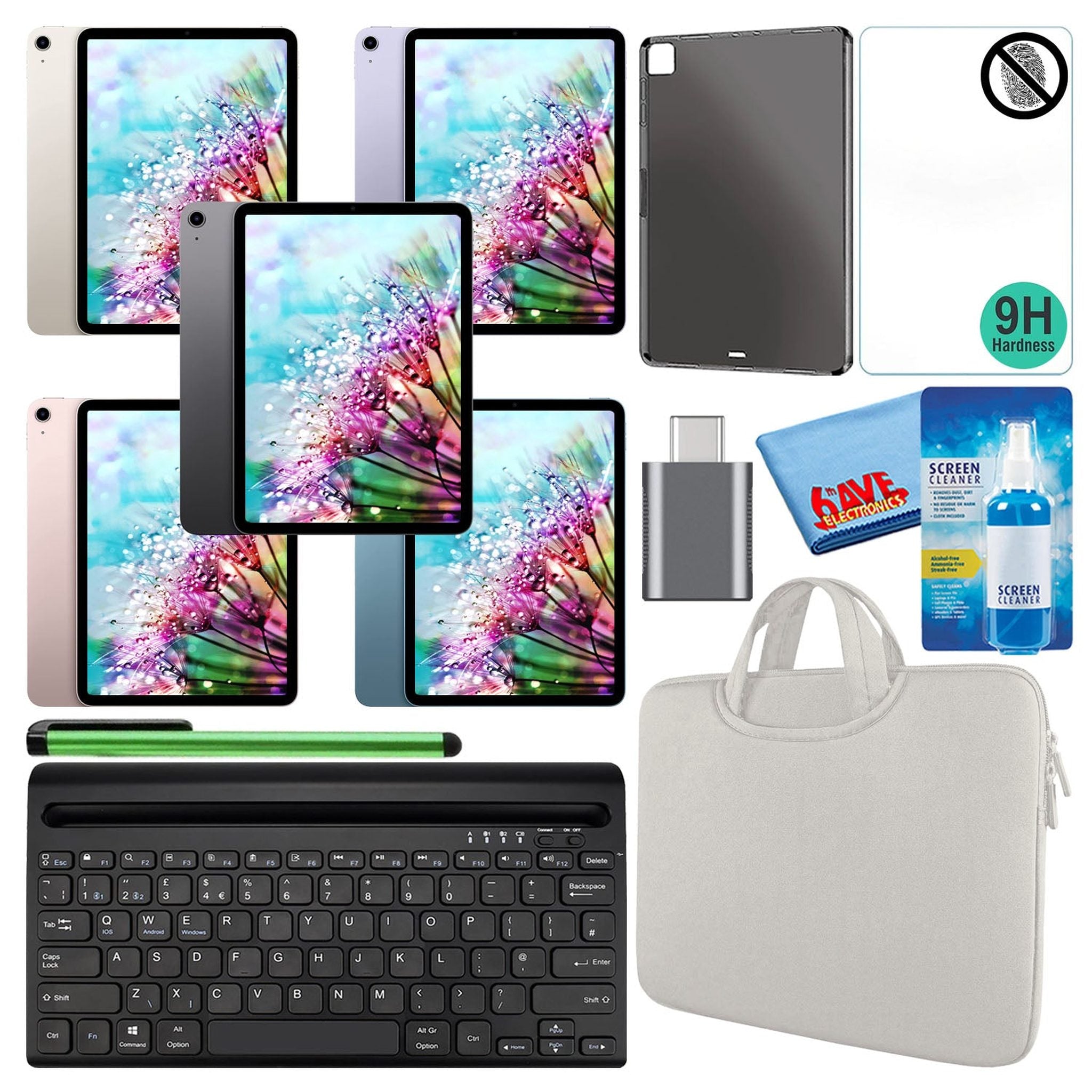 Apple 10.9" iPad Air 2022, 64GB/256GB, Wi-Fi Bundle with White Sleeve