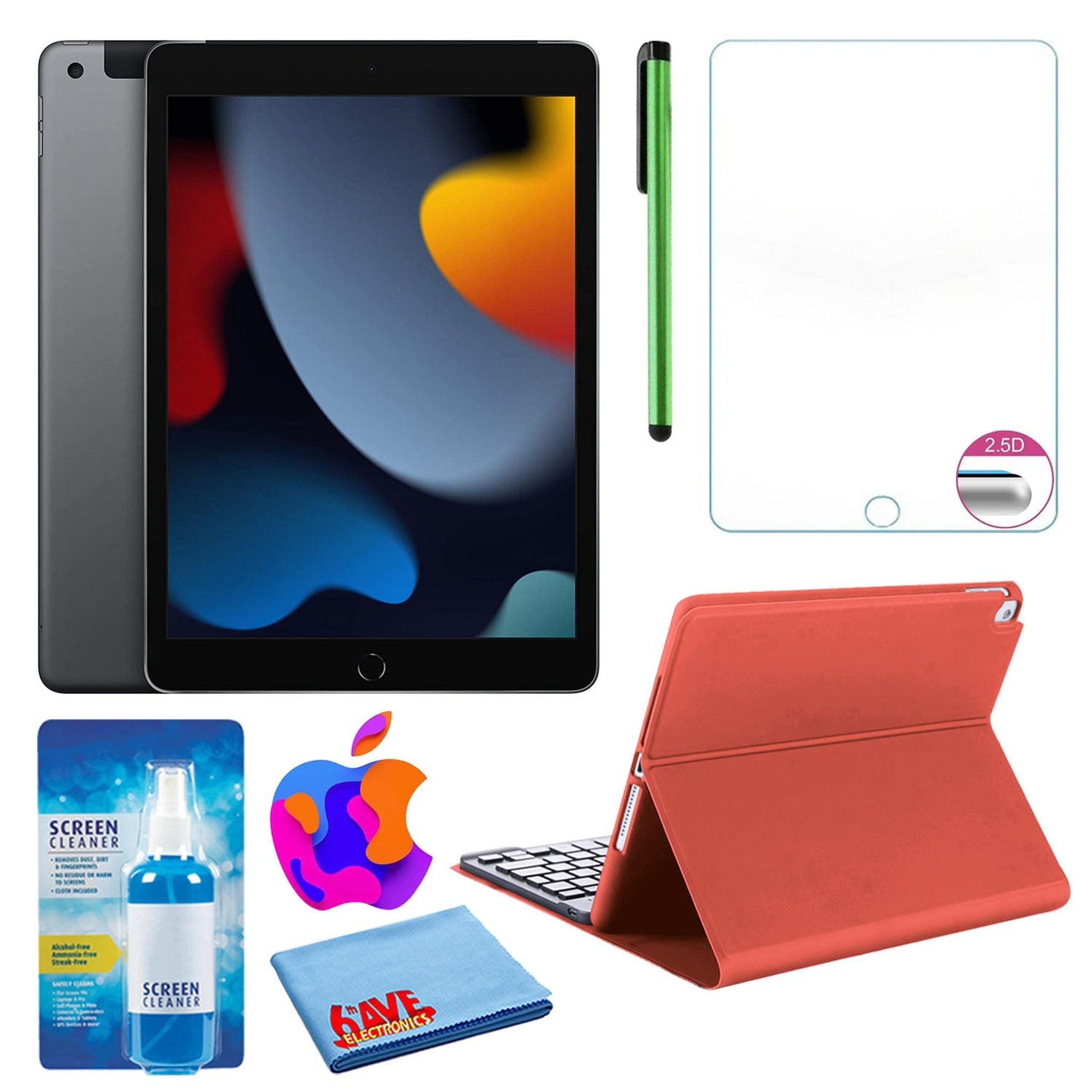 Apple 10.2" iPad 2021, 64GB, Cellular, Space Gray and Portfolio Keyboard Case Apple
