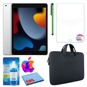 Apple 10.2" iPad 2021, 64GB, Wi-Fi, Silver and Zipper Sleeve Bundle