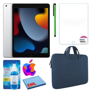Apple 10.2" iPad 2021, 256GB, Wi-Fi, Silver and Zipper Sleeve Bundle - Like New Apple