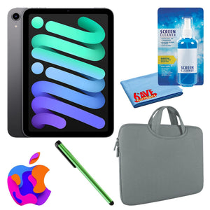 Apple iPad Mini 6 64GB, Cellular, Space Gray Bundle with Zipper Sleeve