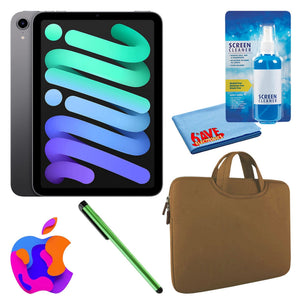 Apple iPad Mini 6 64GB, Cellular, Space Gray Bundle with Zipper Sleeve