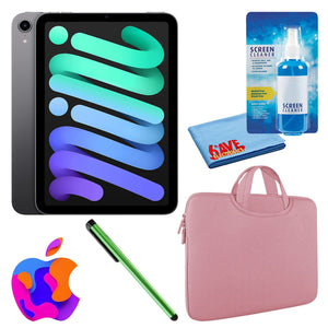 Apple iPad Mini 6 256GB, Wi-Fi, Space Gray Bundle with Zipper Sleeve Apple