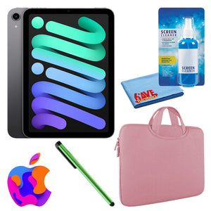 Apple iPad Mini 6 64GB, Cellular, Space Gray Bundle with Zipper Sleeve