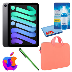 Apple iPad Mini 6 64GB, Cellular, Space Gray Bundle with Zipper Sleeve