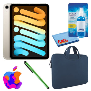 Apple iPad Mini 6 256GB, Wi-Fi, Starlight Bundle with Zipper Sleeve - Like New Apple