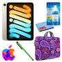 Apple iPad Mini 6 64GB, Cellular, Starlight Bundle with Purple Paisley Sleeve
