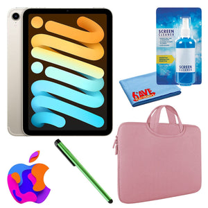 Apple iPad Mini 6 64GB, Wi-Fi, Starlight Bundle with Zipper Sleeve - Reconditioned Apple