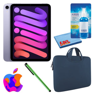 Apple iPad Mini 6 64GB, Wi-Fi, Purple Bundle with Zipper Sleeve