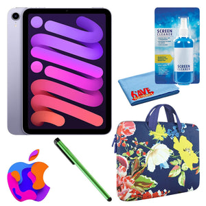 Apple iPad Mini 6 64GB, Wi-Fi, Purple Bundle with Zipper Sleeve