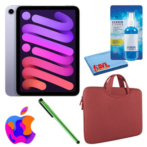 Apple iPad Mini 6 64GB, Wi-Fi, Purple Bundle with Zipper Sleeve - Like New Apple