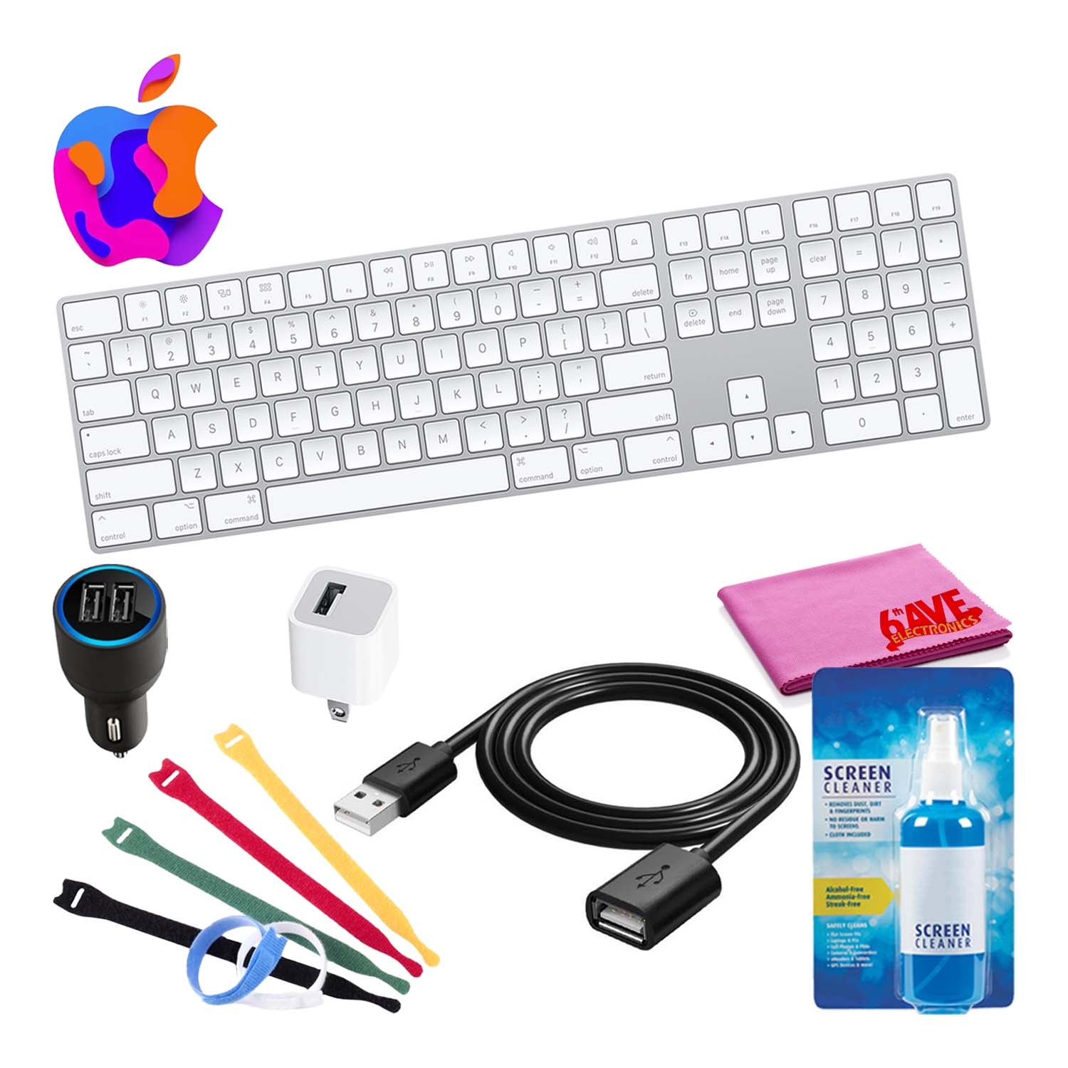 Apple Magic Wireless Keyboard Bundle with Extension Cable + Chargers - Parent