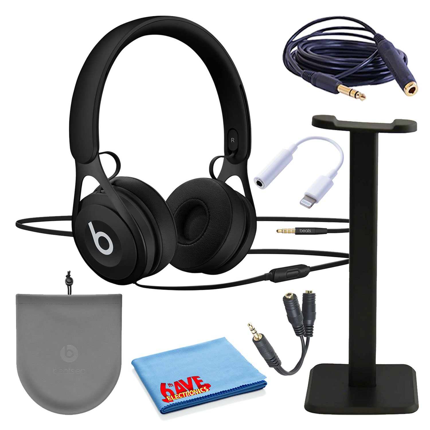 Beats EP On-Ear Wired Headphones Bundle with Stand + Extension Cable + Adapter -