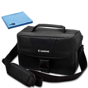 Canon 100ES Padded Digital SLR Camera Case EOS Shoulder Gadget Bag + Fiber Cloth Starter Bundle