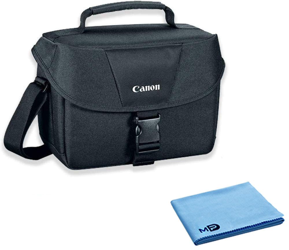 Canon 100ES Padded Digital SLR Camera Case EOS Shoulder Gadget Bag + Fiber Cloth Base Bundle