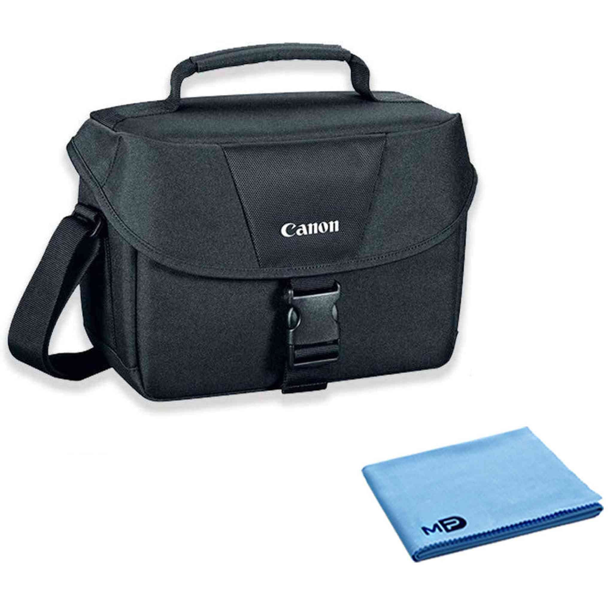 Canon 100ES Padded Digital SLR Camera Case EOS Shoulder Gadget Bag + Fiber Cloth Base Bundle