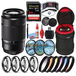 Fujifilm XC 50-230mm f/4.5-6.7 OIS II Telephoto Lens Black + 64GB SD Card