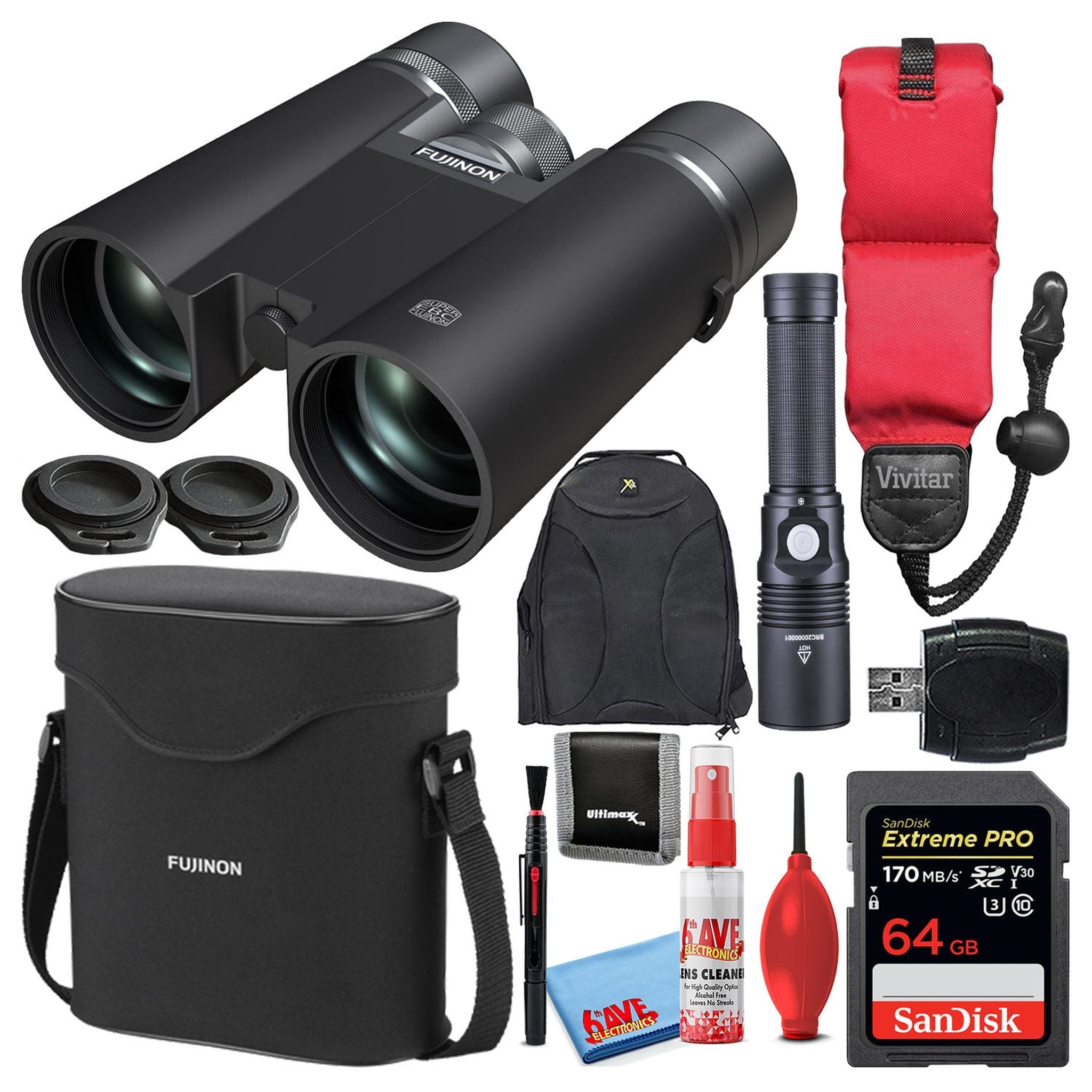 Fujifilm 10x42 HC Hyper Clarity Roof Prism Binoculars + 64GB SD Card Bundle