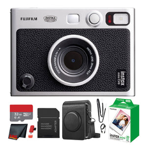 Fujifilm Instax Mini EVO Instant Film Camera Black with 20 Films + 32GB Card