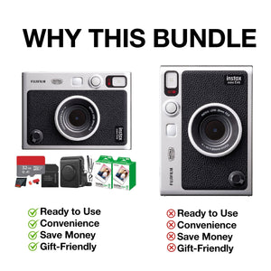 Fujifilm Instax Mini EVO Instant Film Camera Black with 40 Films + 32GB Card
