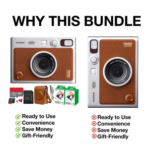 Fujifilm Instax Mini EVO Instant Film Camera Brown with 40 Films + 32GB Card