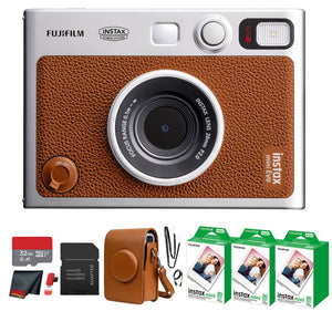 Fujifilm Instax Mini EVO Instant Film Camera Brown with 60 Films + 32GB Card